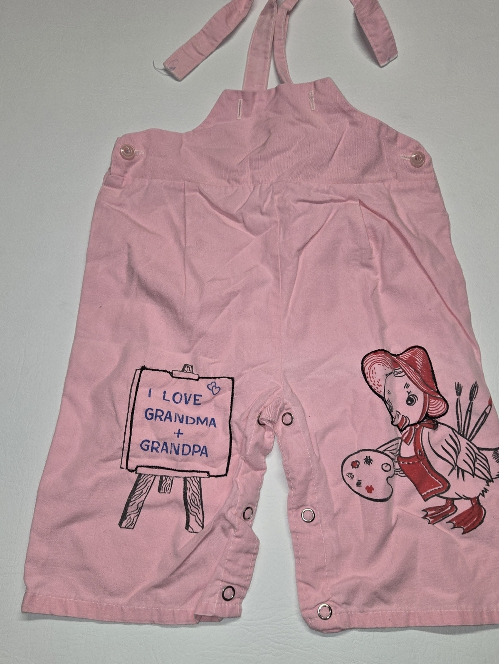 Vintage baby Girl Pink Painter Overalls 70s or early 80s see description